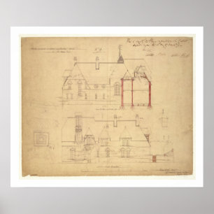 Elevations for The Red House, Bexley Heath (pen an Poster