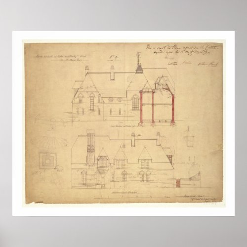 Elevations for The Red House Bexley Heath pen an Poster