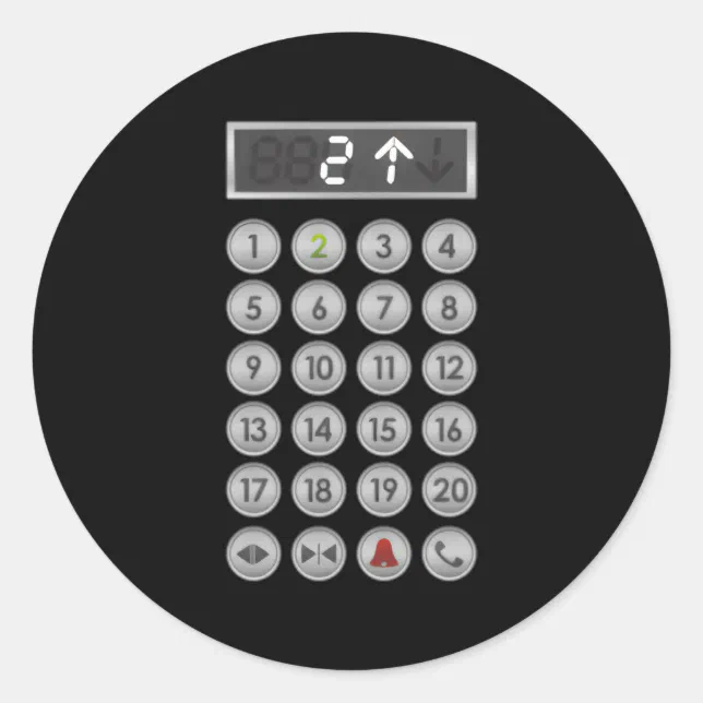 Lift Button Sticker Elevator Buttons Elevator Classic Round Sticker | Zazzle