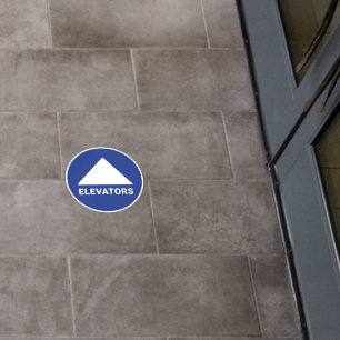 Elevator Directional Arrow Blue Circle Floor Decals