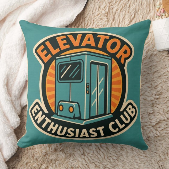 Elevator Enthusiasts Club – Modern Design Throw Pillow (Blanket)
