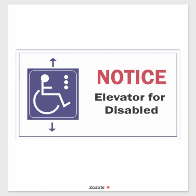 Elevator for Disabled Wheelchair Sticker Symbol (Sheet)