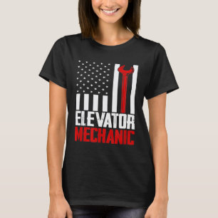 Elevator Mechanic American Flag For Elevator Techn T-Shirt