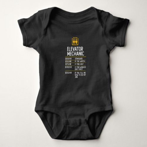 elevator mechanic funny gift present idea baby bodysuit