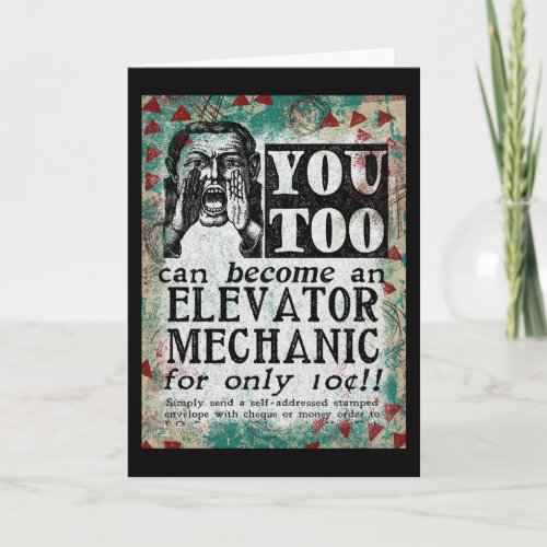 Elevator Mechanic _ Funny Vintage Retro Card