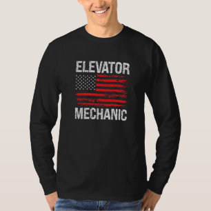 Elevator Mechanic Technician US American Flag Dist T-Shirt