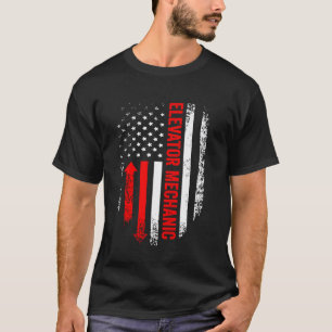 Elevator Mechanic USA Flag Repairman Technician T-Shirt