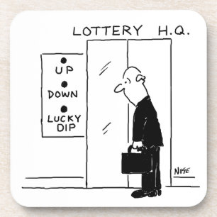 Elevator or Lift in a Lottery Headquarters Cartoon Beverage Coaster