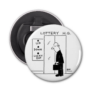Elevator or Lift in a Lottery Headquarters Cartoon Bottle Opener