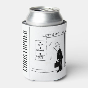 Elevator or Lift in a Lottery Headquarters Cartoon Can Cooler