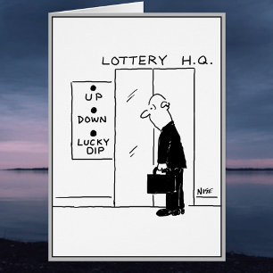 Elevator or Lift in a Lottery Headquarters Cartoon Cards