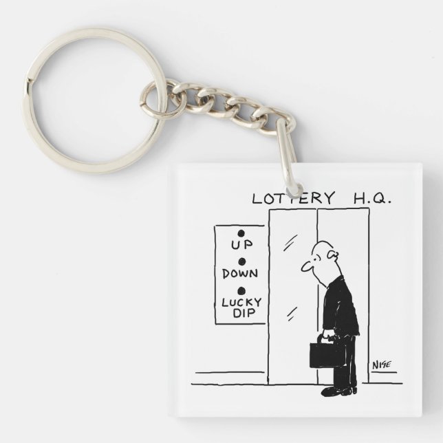 Elevator or Lift in a Lottery Headquarters Cartoon Keychain (Front)