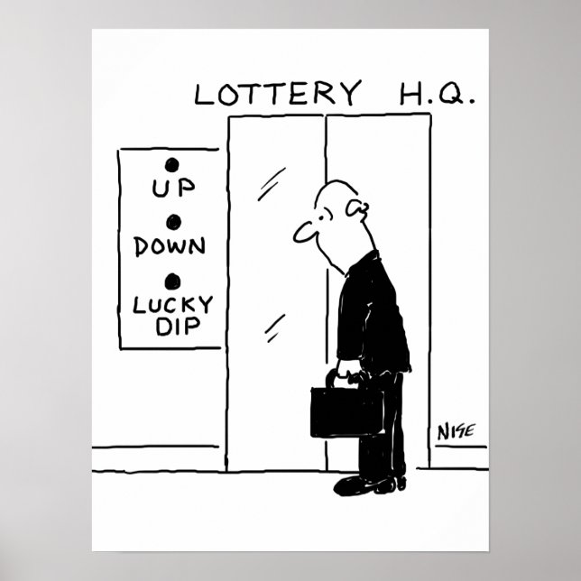Elevator or Lift in a Lottery Headquarters Cartoon Poster (Front)