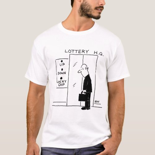 Elevator or Lift in a Lottery Headquarters Cartoon T_Shirt