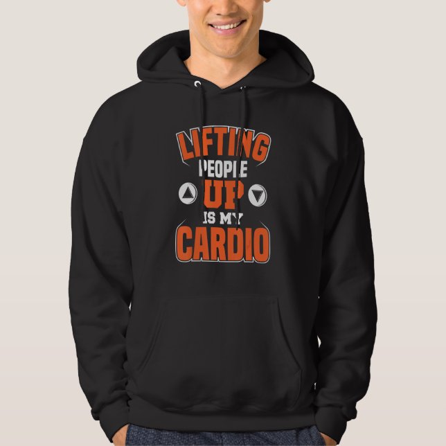 Elevator Technician Lifting Up  Elevator Mechanic Hoodie (Front)