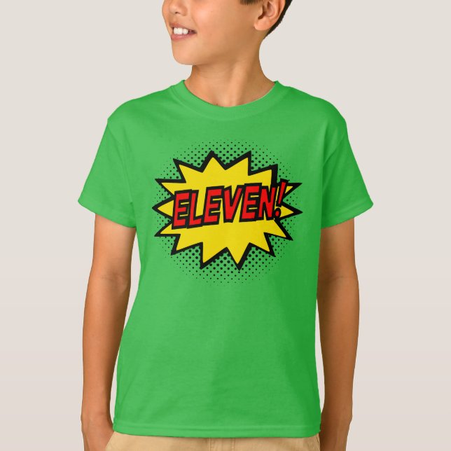 ELEVEN! 11th Birthday Gift Superhero Logo T-Shirt (Front)