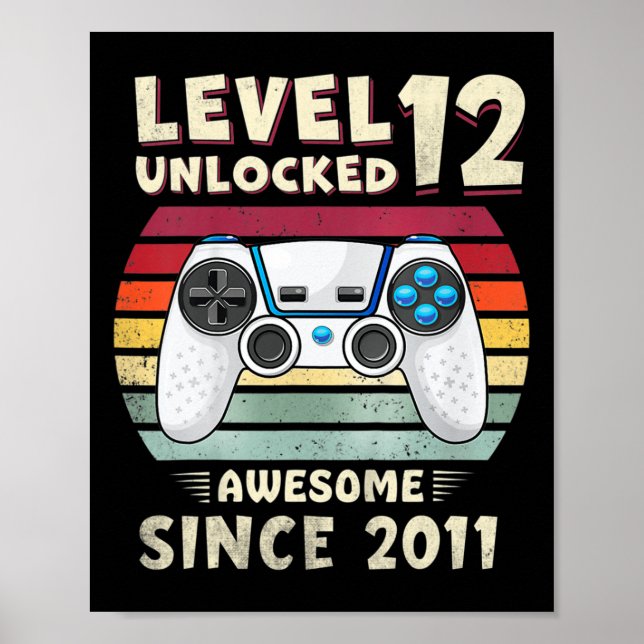 Eleven 11yr Bday Boy Funny Gamer 11th 11 Year Old  Poster (Front)