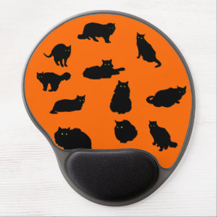 Eleven Black Cats on Orange Gel Mouse Pad