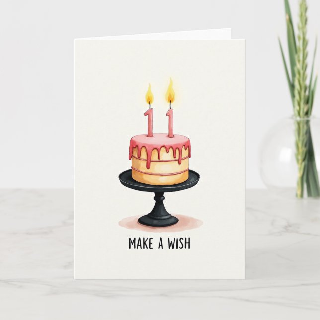 Eleven Cake Birthday Card (Front)