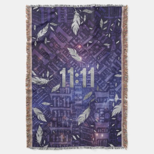 Eleven Eleven Numerology Pattern Angel Feathers 1 Throw Blanket