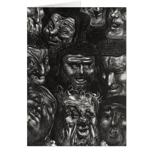 Eleven grotesque faces cards (Front)