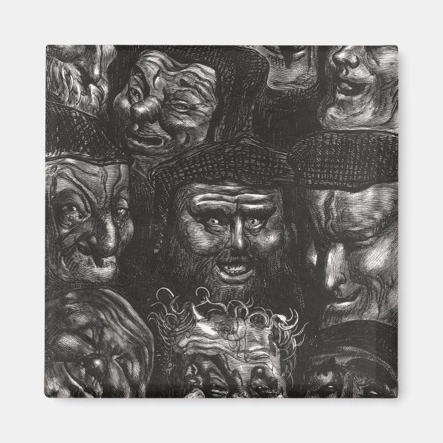 Eleven grotesque faces magnet (Front)