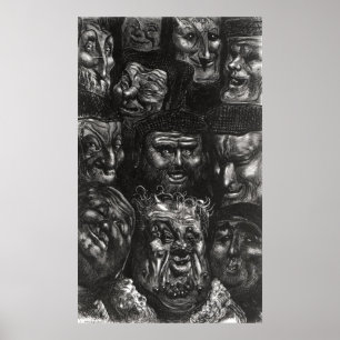 Eleven grotesque faces poster