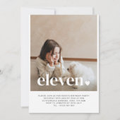 Eleven Heart Photo Birthday Invitation  (Front)