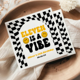 Eleven Is A Vibe Retro 11th Birthday Party Napkins
