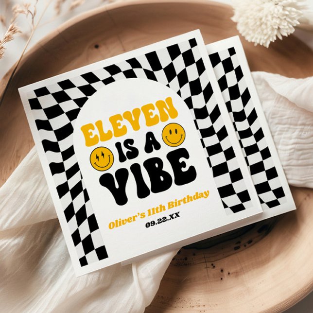 Eleven Is A Vibe Retro 11th Birthday Party Napkins (Creator Uploaded)