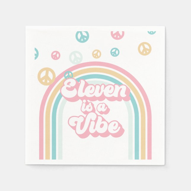 Eleven is a Vibe Retro Summer Rainbow Napkins (Front)