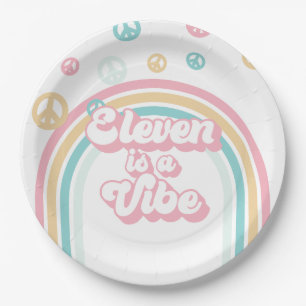 Eleven is a Vibe Retro Summer Rainbow Paper Plates
