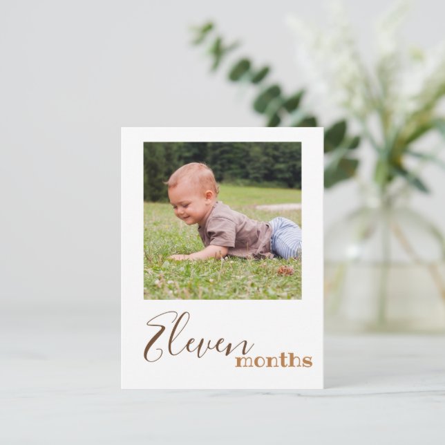 Eleven Month Photo First Birthday Banner Card (Standing Front)