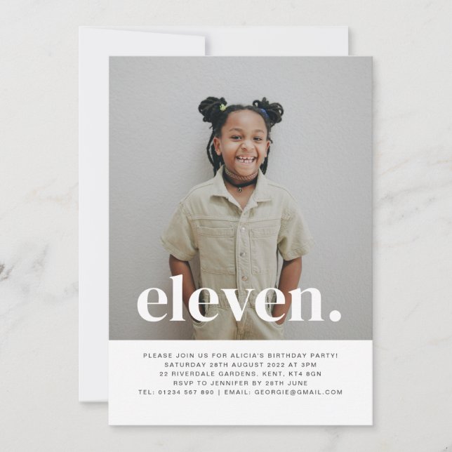 Eleven Photo Birthday Invitation  (Front)