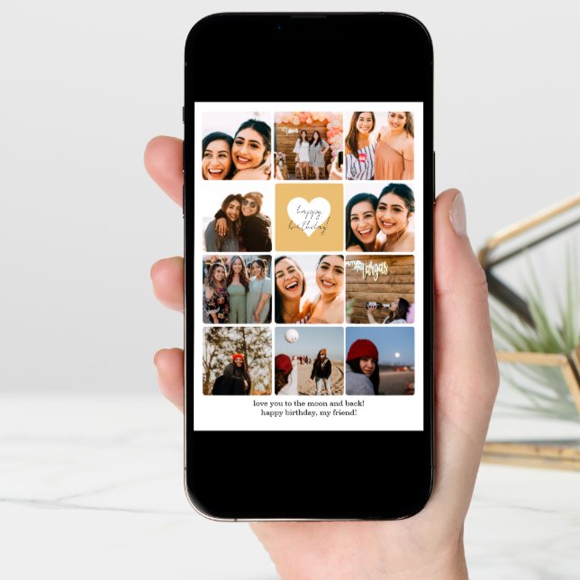 Eleven Photo Collage Best Friend Happy Birthday Card (Front Digital)