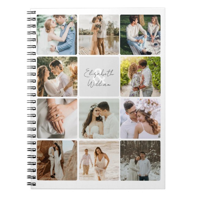Eleven Photo Collage Simple Newly Weds Family Notebook (Front)