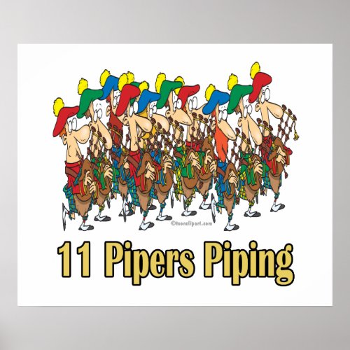 eleven pipers piping  11th day of christmas poster