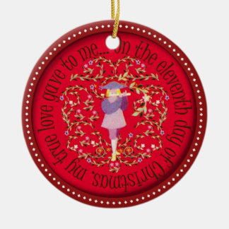 Eleven pipers piping ceramic ornament