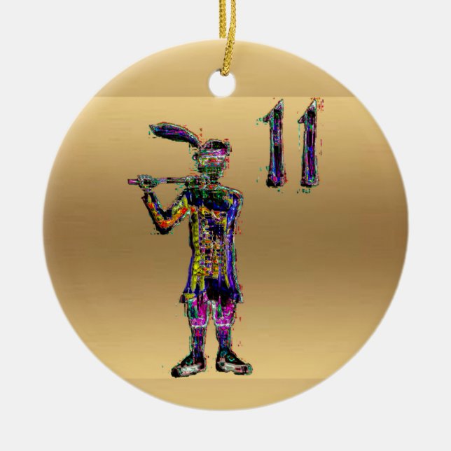 Eleven pipers piping gold Christmas Decoration (Front)