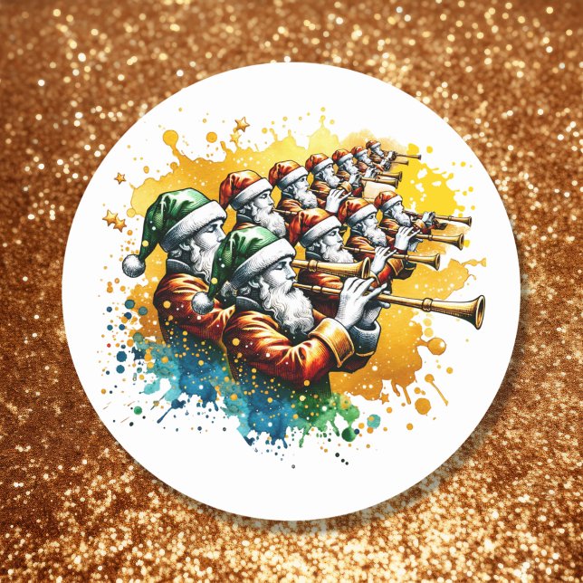 Eleven Pipers Piping | Twelve Days of Christmas Classic Round Sticker (Creator Uploaded)