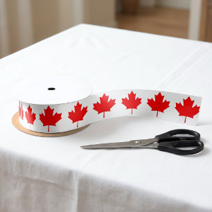 Eleven-Point Red Maple Leaf From Canadian Flag Satin Ribbon