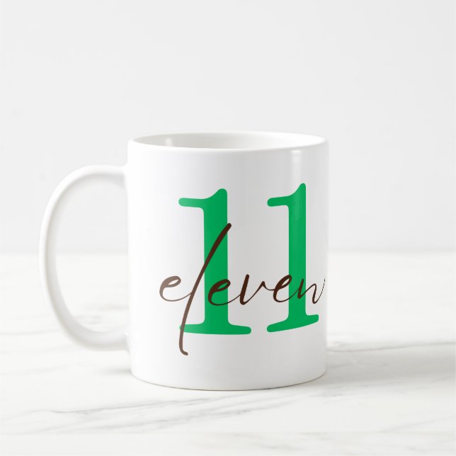 Eleventh 11 Year Anniversary with Personalization Coffee Mug (Left)