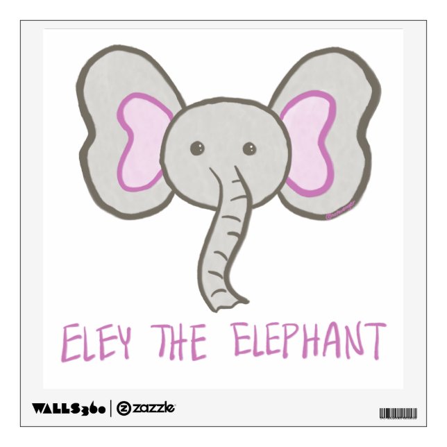 Eley the Elephant -Baby / Kids Room Fun Wall Decal (Front)