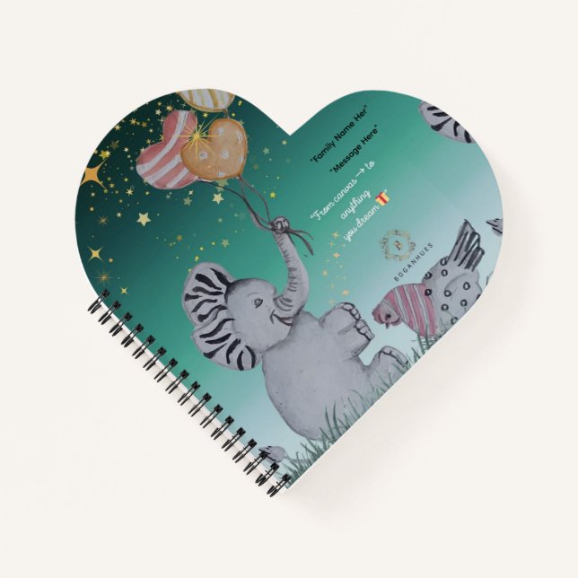 'Eleze' - Elephant Boganhues Print Spiral Notebook (Front)