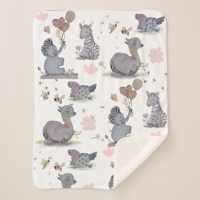 "Eleze Elephant & Polka Hen" Boganhues Blanket (Front)