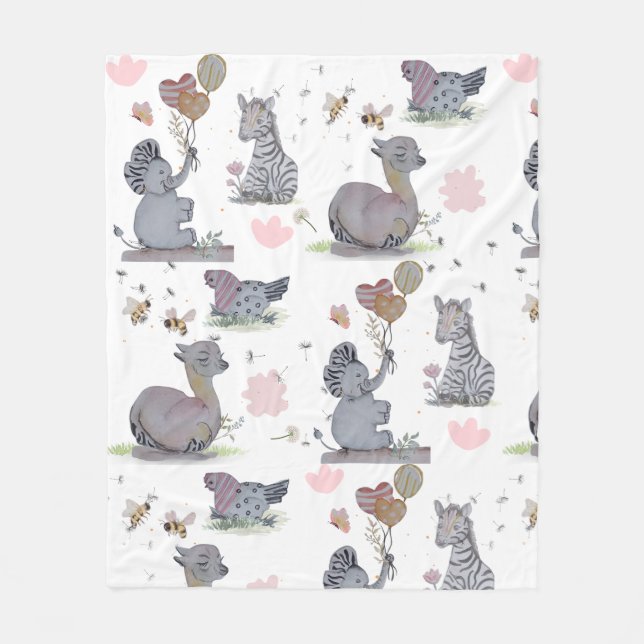 "Eleze Elephant & Polka Hen" Boganhues Blanket (Front)