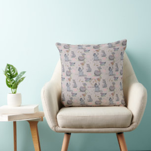 "Eleze Elephant & Polka Hen" Boganhues Blanket Throw Pillow