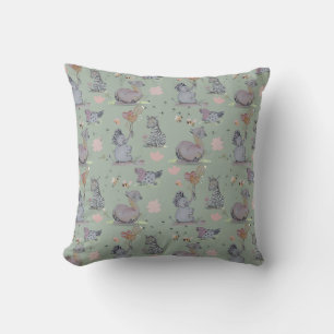 "Eleze Elephant & Polka Hen" Boganhues Throw Pillow