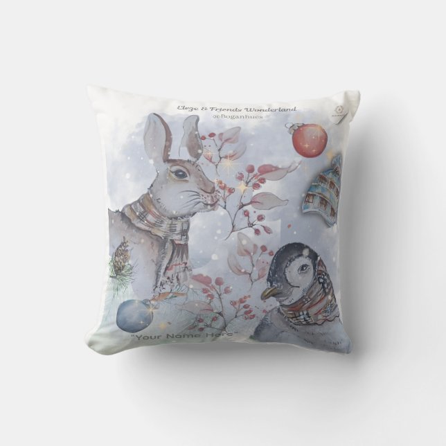 "Eleze & Friends Wonderland" Boganhues  Throw Pillow (Front)