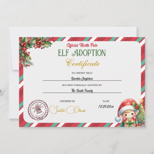 Elf Adoption Certificate Invitation